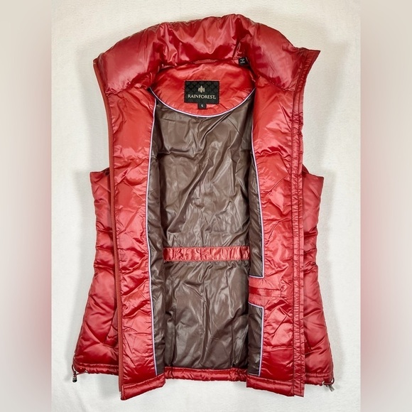 RAINFOREST Women’s Red Puffer Vest with Goose Down Feathers Quiet Luxury Size S - Picture 6 of 14
